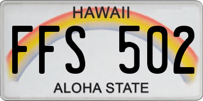 HI license plate FFS502