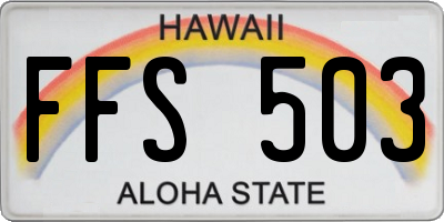 HI license plate FFS503