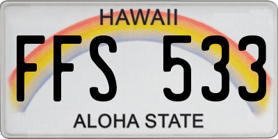 HI license plate FFS533