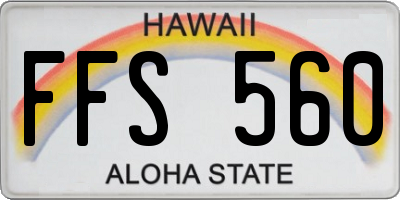HI license plate FFS560