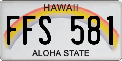 HI license plate FFS581