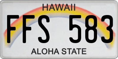 HI license plate FFS583