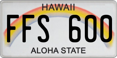 HI license plate FFS600