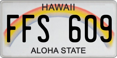 HI license plate FFS609