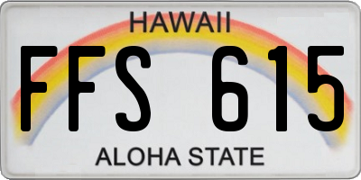 HI license plate FFS615