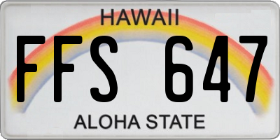 HI license plate FFS647