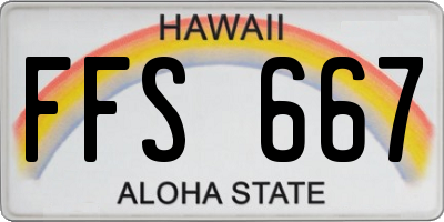 HI license plate FFS667