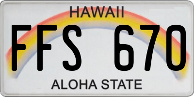 HI license plate FFS670