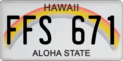 HI license plate FFS671