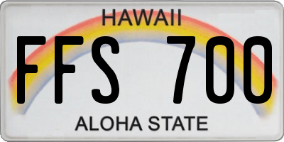 HI license plate FFS700