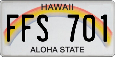 HI license plate FFS701