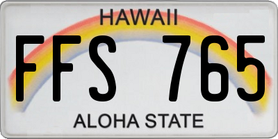 HI license plate FFS765