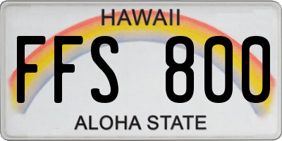 HI license plate FFS800