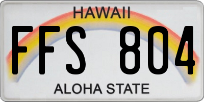 HI license plate FFS804