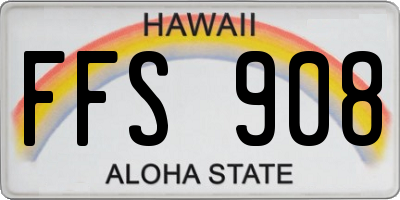 HI license plate FFS908
