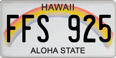 HI license plate FFS925