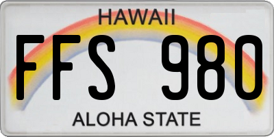 HI license plate FFS980
