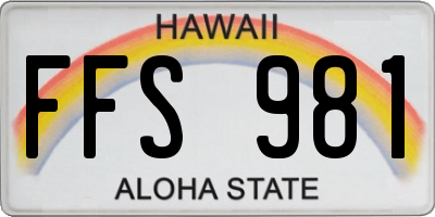 HI license plate FFS981