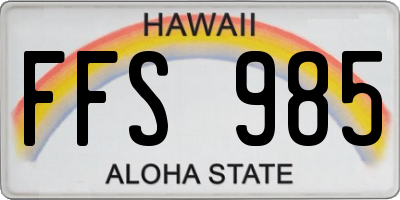 HI license plate FFS985