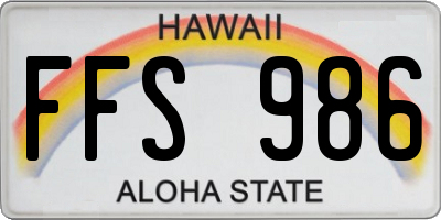 HI license plate FFS986