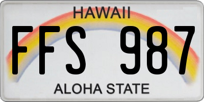 HI license plate FFS987