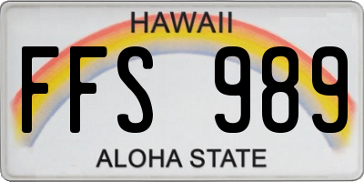 HI license plate FFS989