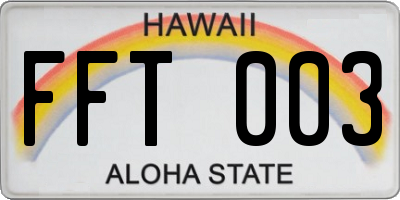 HI license plate FFT003