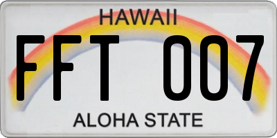 HI license plate FFT007