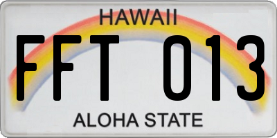 HI license plate FFT013