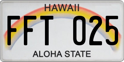 HI license plate FFT025