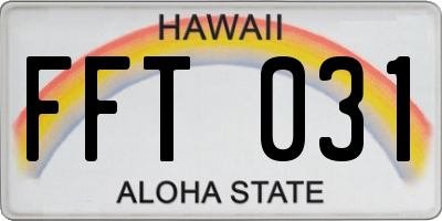 HI license plate FFT031