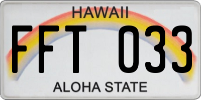 HI license plate FFT033