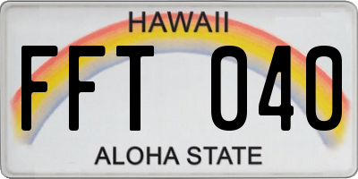 HI license plate FFT040