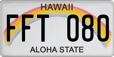 HI license plate FFT080