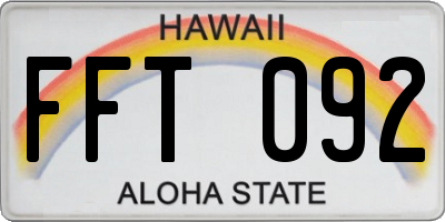 HI license plate FFT092