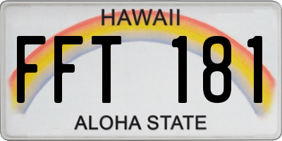 HI license plate FFT181