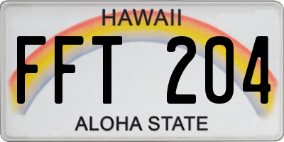 HI license plate FFT204