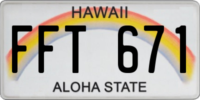 HI license plate FFT671