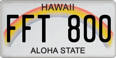 HI license plate FFT800