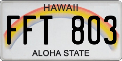 HI license plate FFT803