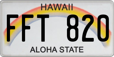 HI license plate FFT820