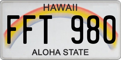 HI license plate FFT980