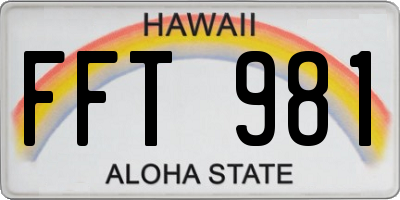 HI license plate FFT981