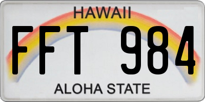 HI license plate FFT984
