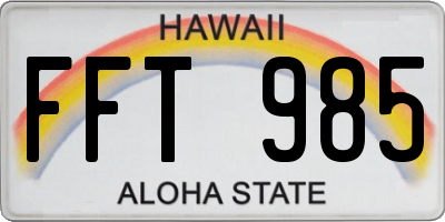 HI license plate FFT985