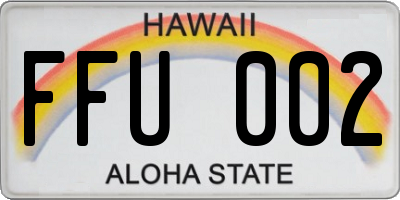 HI license plate FFU002