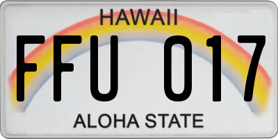 HI license plate FFU017