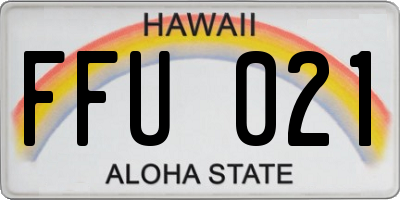 HI license plate FFU021