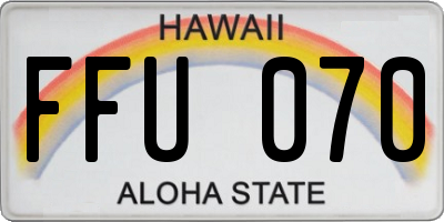 HI license plate FFU070