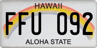 HI license plate FFU092
